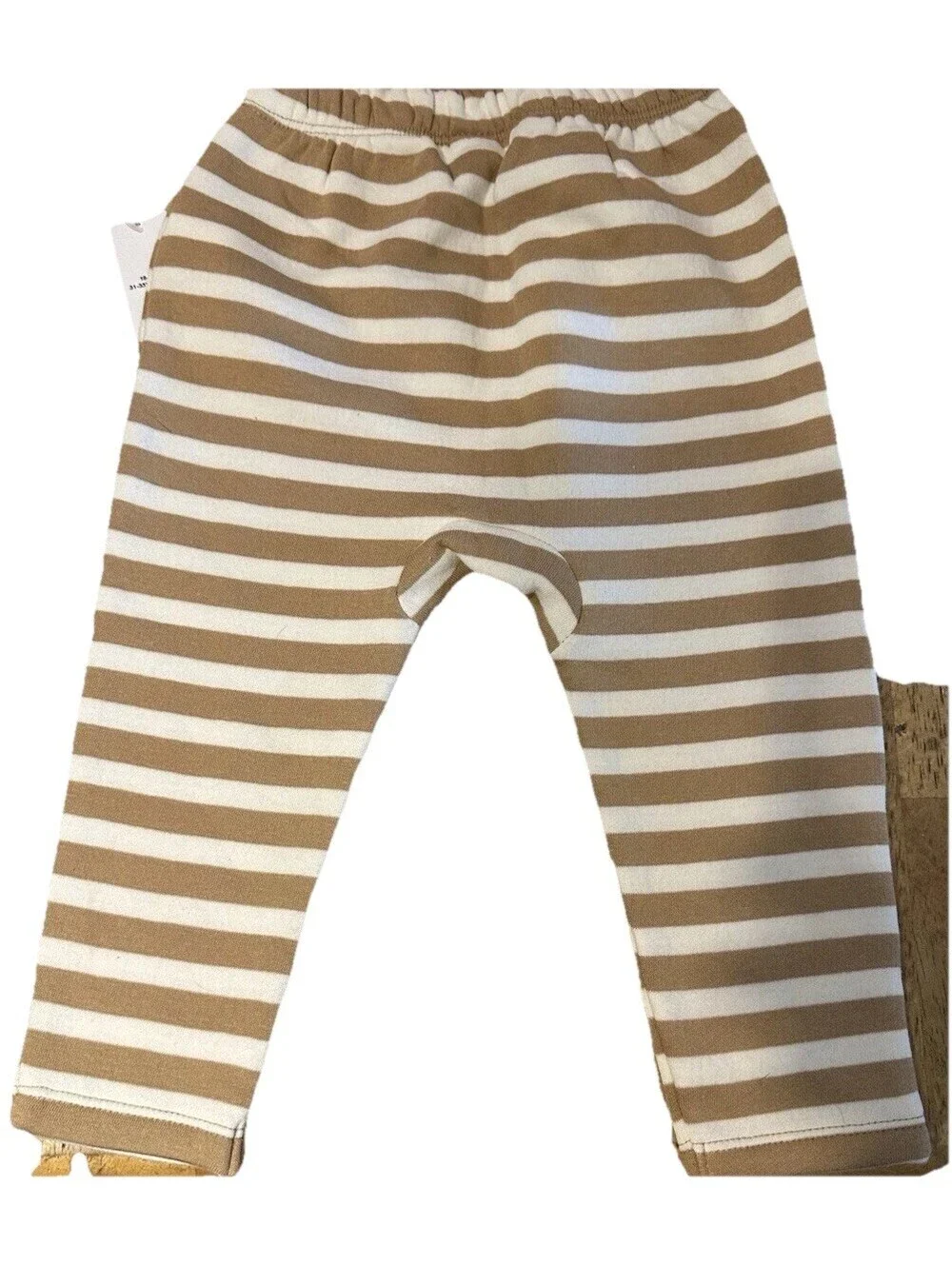 Old Navy Infant Baby Fleece Joggers Striped 18-24 months Tan & White NWT